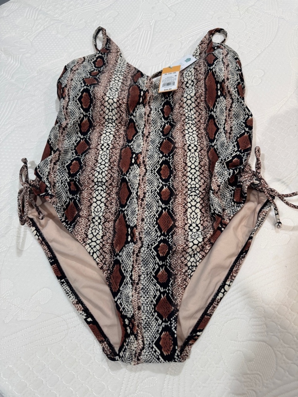 Target Snake-Print One-Piece Swimsuit in Brown, Black & Cream